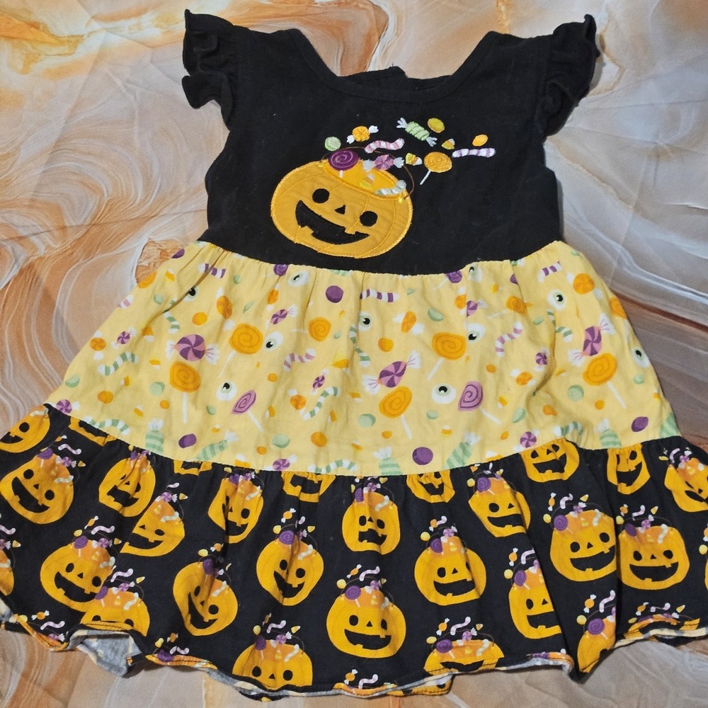 Ric Rac & Ruffles Halloween Pumpkin Candy Tunic Girls Size 4T